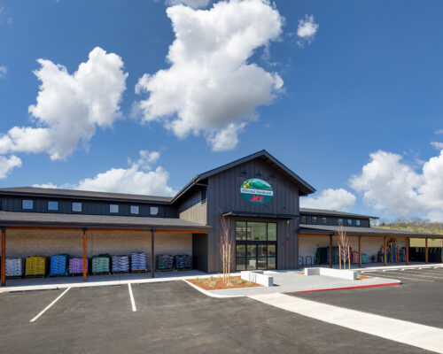 Hillcrest Ace Hardware Medford wide exterior view with covered outdoor display area